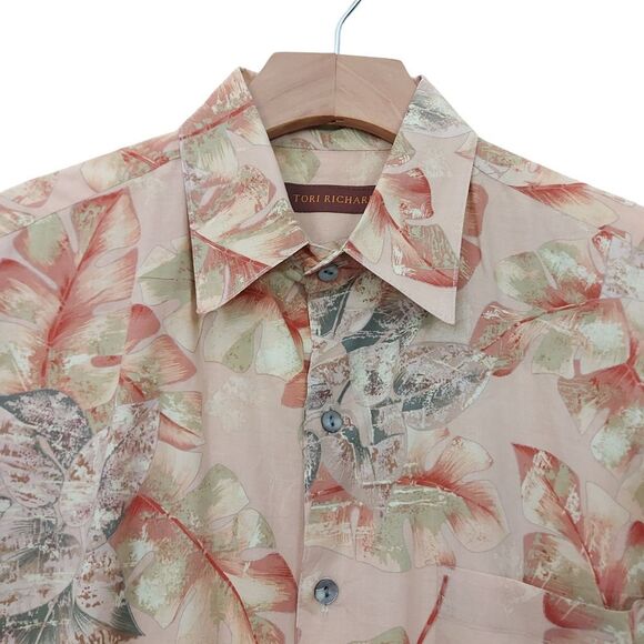 Tori Richard Hawaiian Shirt Mens Small Beige Short Sleeve 100% Cotton - Picture 2 of 11